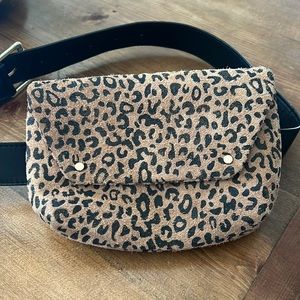 Free People Leather Leopard Waist Fanny Pack